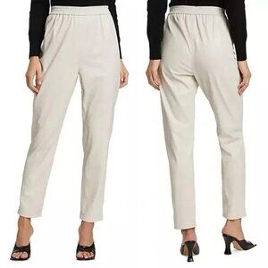 7 For All Mankind Elastic Waist Faux Leather Pants Pockets Cream Women Size XL